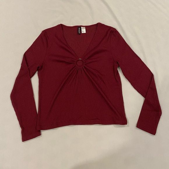 2 H&M long sleeve plunging neckline shirts size L - Picture 10 of 13